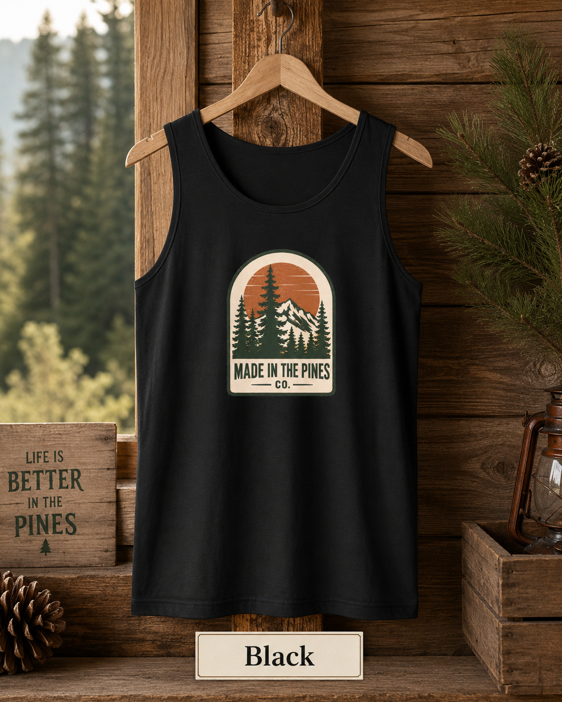 Mountain Camping Tank Top - Retro Graphic