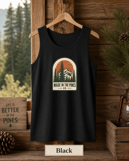 Mountain Camping Tank Top - Retro Graphic