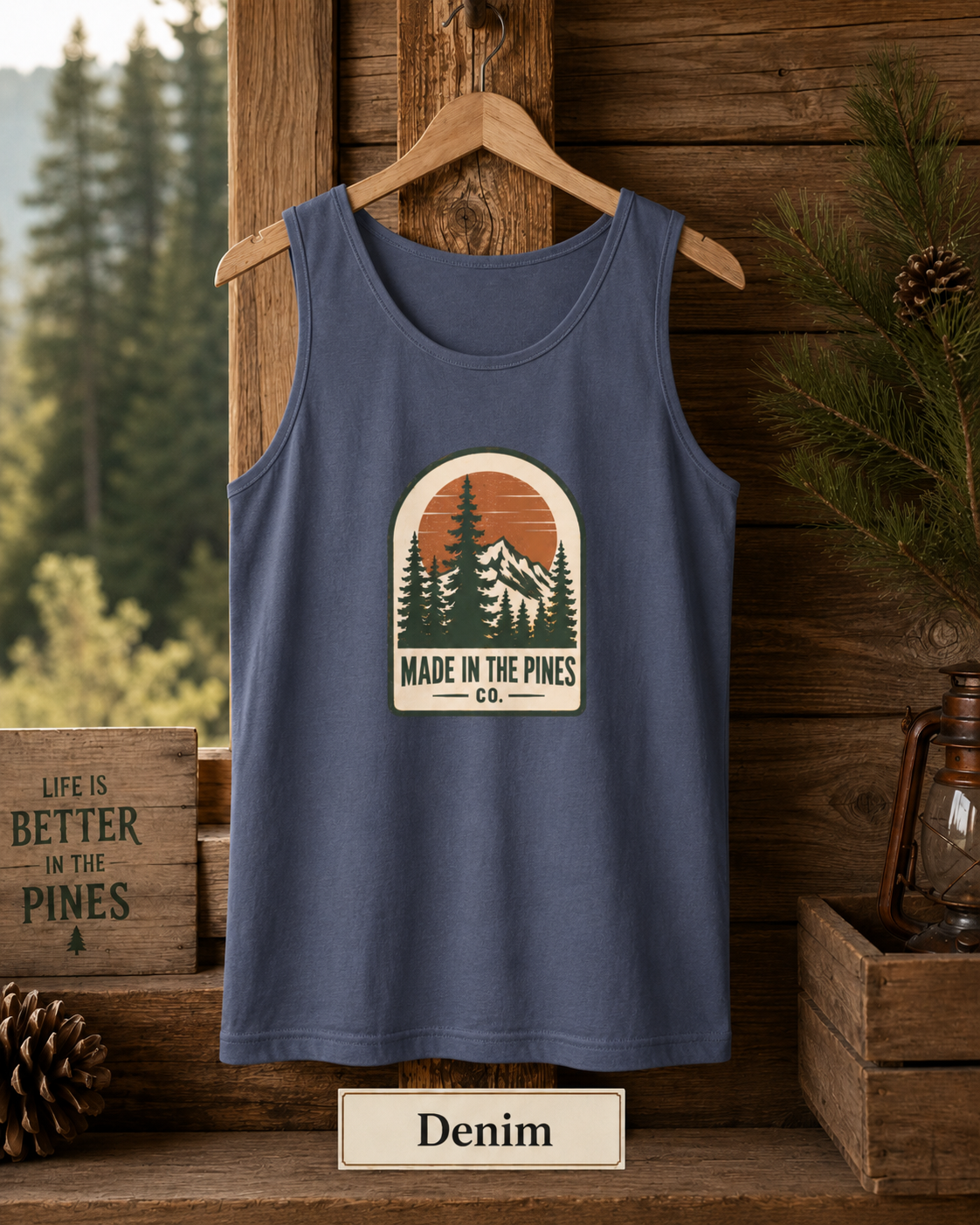 Mountain Camping Tank Top - Retro Graphic