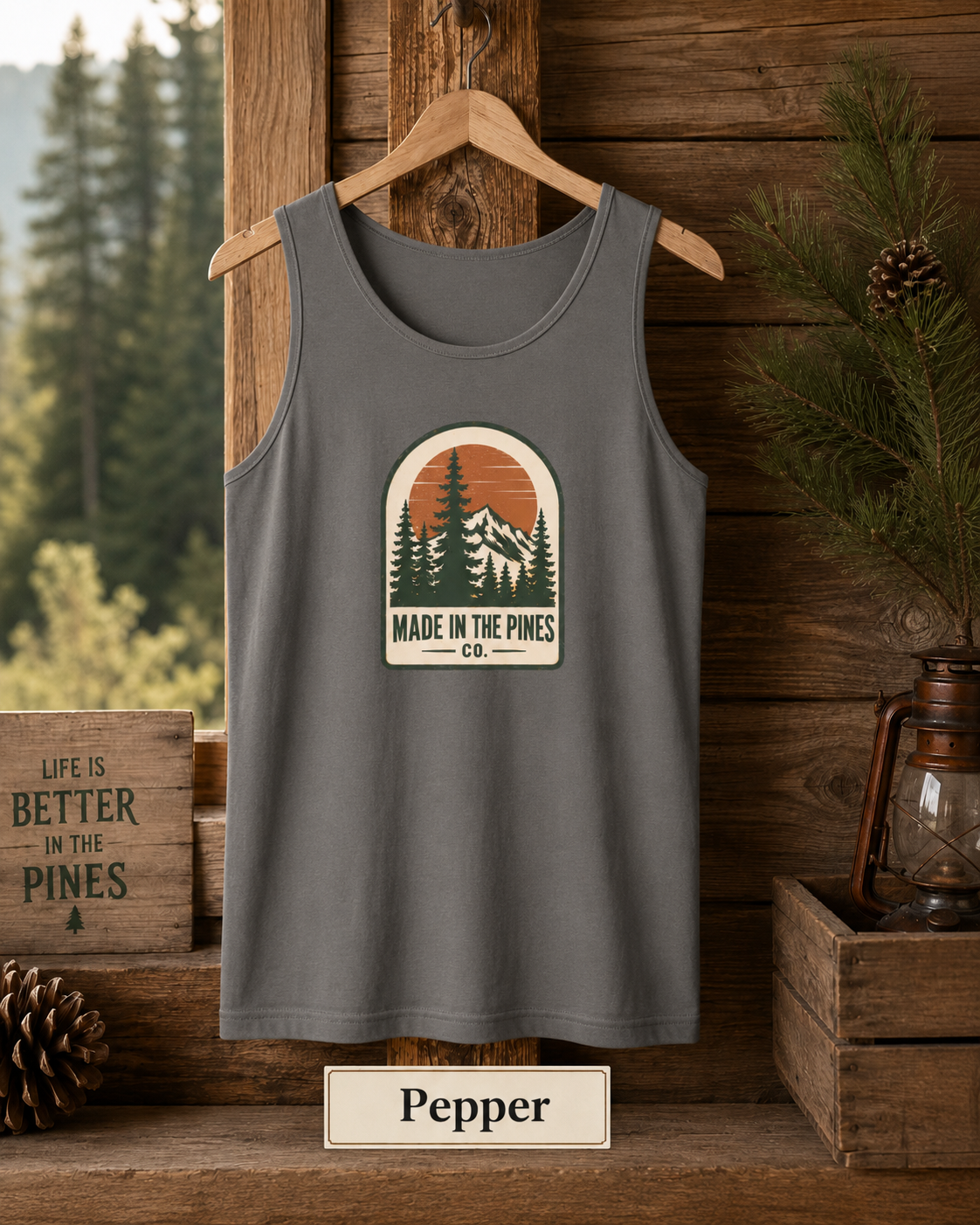 Mountain Camping Tank Top - Retro Graphic