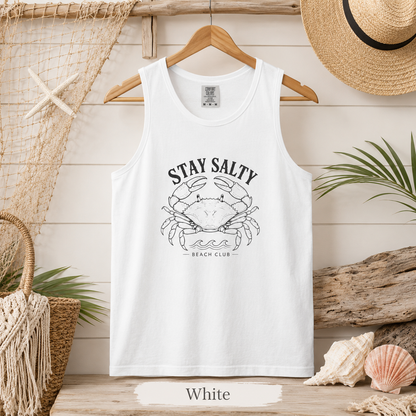 Stay Salty Crab Tank Top — Coastal Beach Club Graphic Tank
