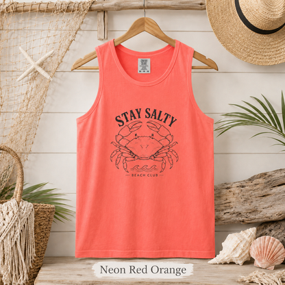 Stay Salty Crab Tank Top — Coastal Beach Club Graphic Tank