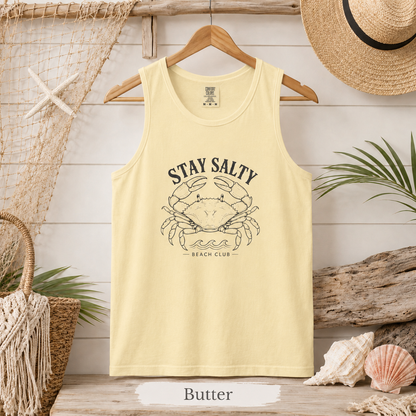 Stay Salty Crab Tank Top — Coastal Beach Club Graphic Tank