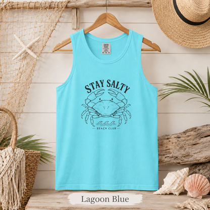Stay Salty Crab Tank Top — Coastal Beach Club Graphic Tank