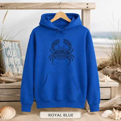 Fleece Hoodie - Pacific Northwest Coastal Crab Design