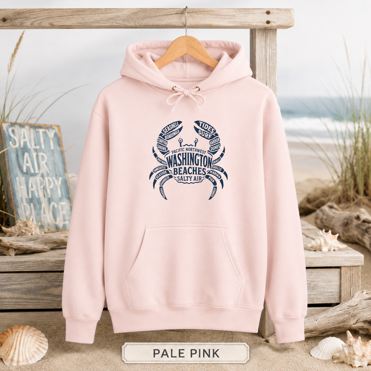 Fleece Hoodie - Pacific Northwest Coastal Crab Design