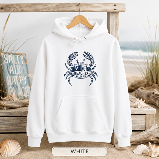 Fleece Hoodie - Pacific Northwest Coastal Crab Design