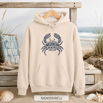 Fleece Hoodie - Pacific Northwest Coastal Crab Design