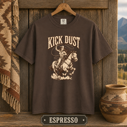Kick Dust Cowboy T-Shirt — Vintage Western Rodeo Graphic Tee