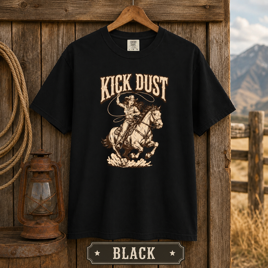 Kick Dust Cowboy T-Shirt — Vintage Western Rodeo Graphic Tee