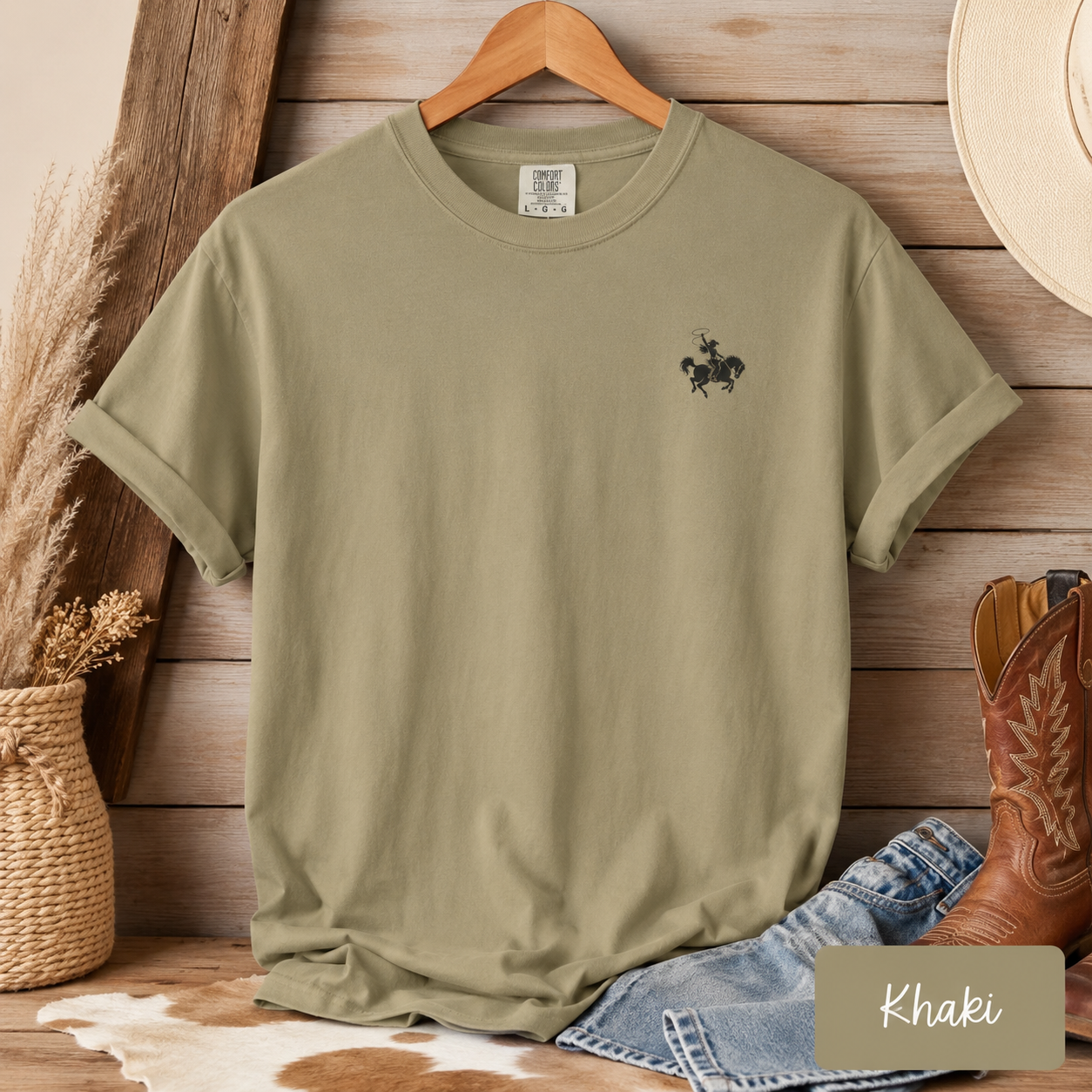 Cowboy Rodeo Graphic T-Shirt — Southwestern Desert Horseback Design