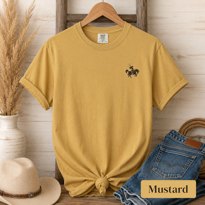 Cowboy Rodeo Graphic T-Shirt — Southwestern Desert Horseback Design