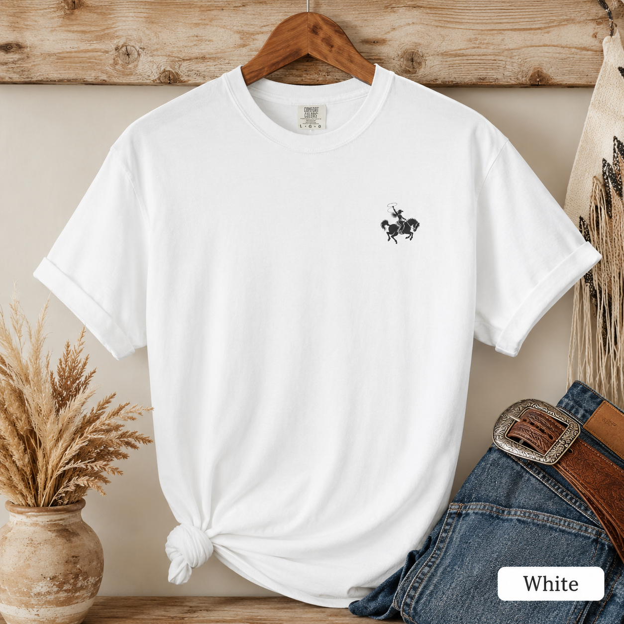 Cowboy Rodeo Graphic T-Shirt — Southwestern Desert Horseback Design