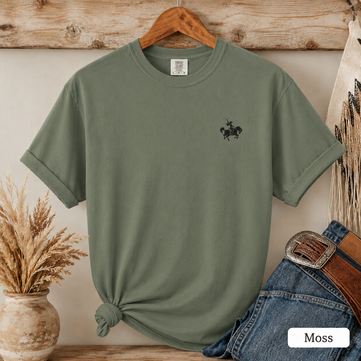 Cowboy Rodeo Graphic T-Shirt — Southwestern Desert Horseback Design
