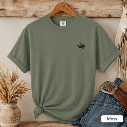 Cowboy Rodeo Graphic T-Shirt — Southwestern Desert Horseback Design