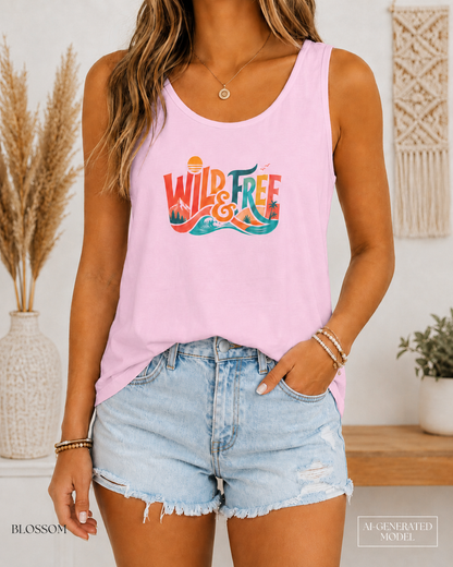 Wild & Free Surf Wave Tank | Surf Graphic Tank Top