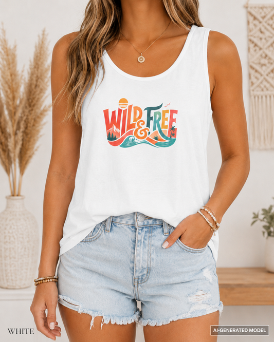Wild & Free Surf Wave Tank | Surf Graphic Tank Top