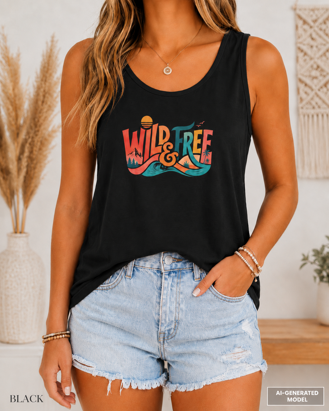 Wild & Free Surf Wave Tank | Surf Graphic Tank Top