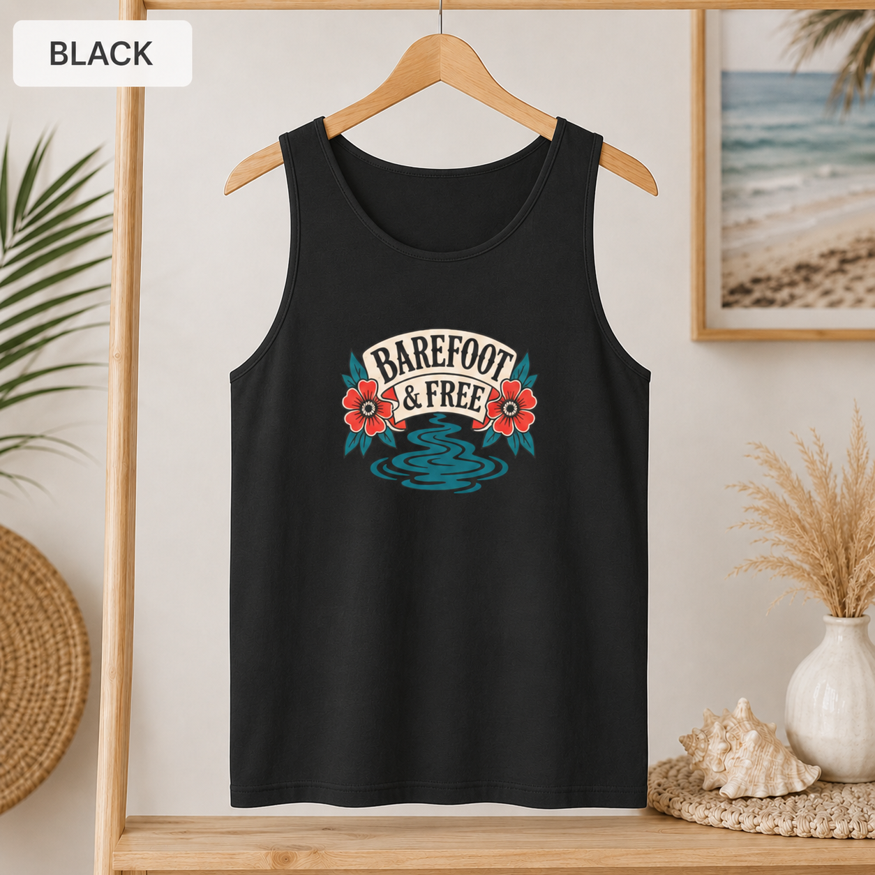 Barefoot & Free Floral Graphic Tank Top
