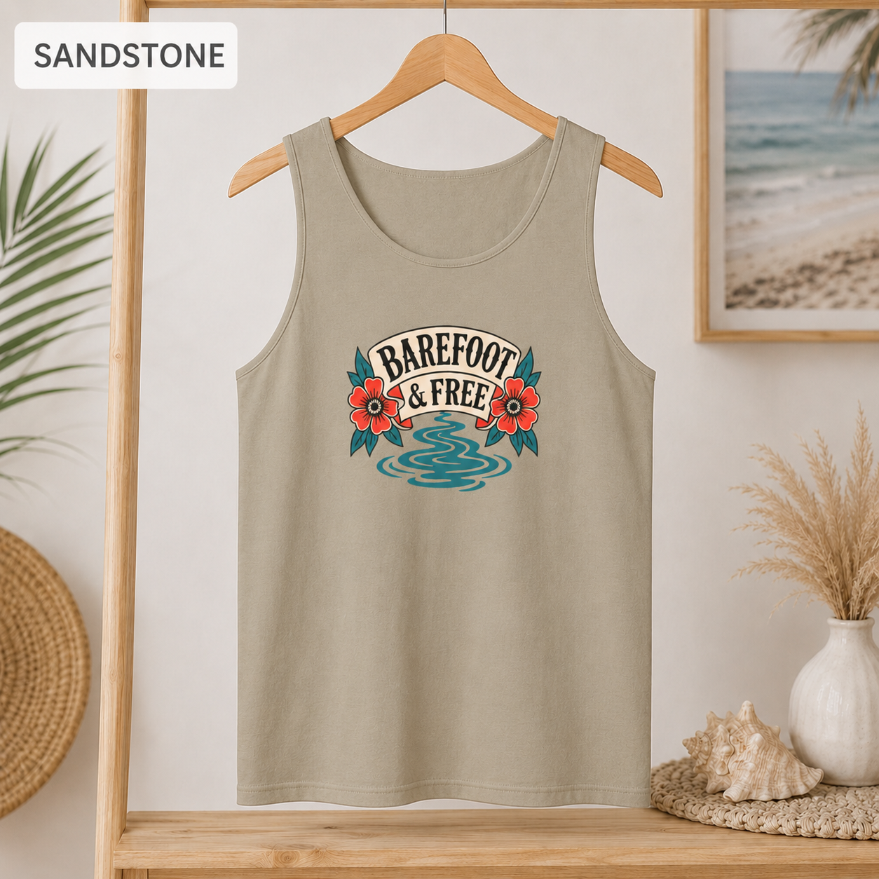 Barefoot & Free Floral Graphic Tank Top