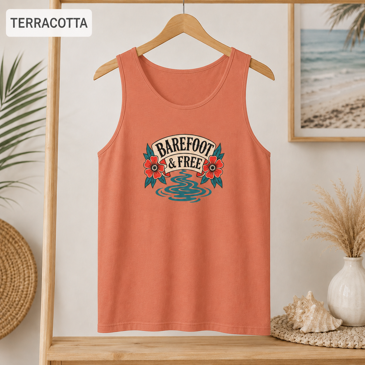 Barefoot & Free Floral Graphic Tank Top