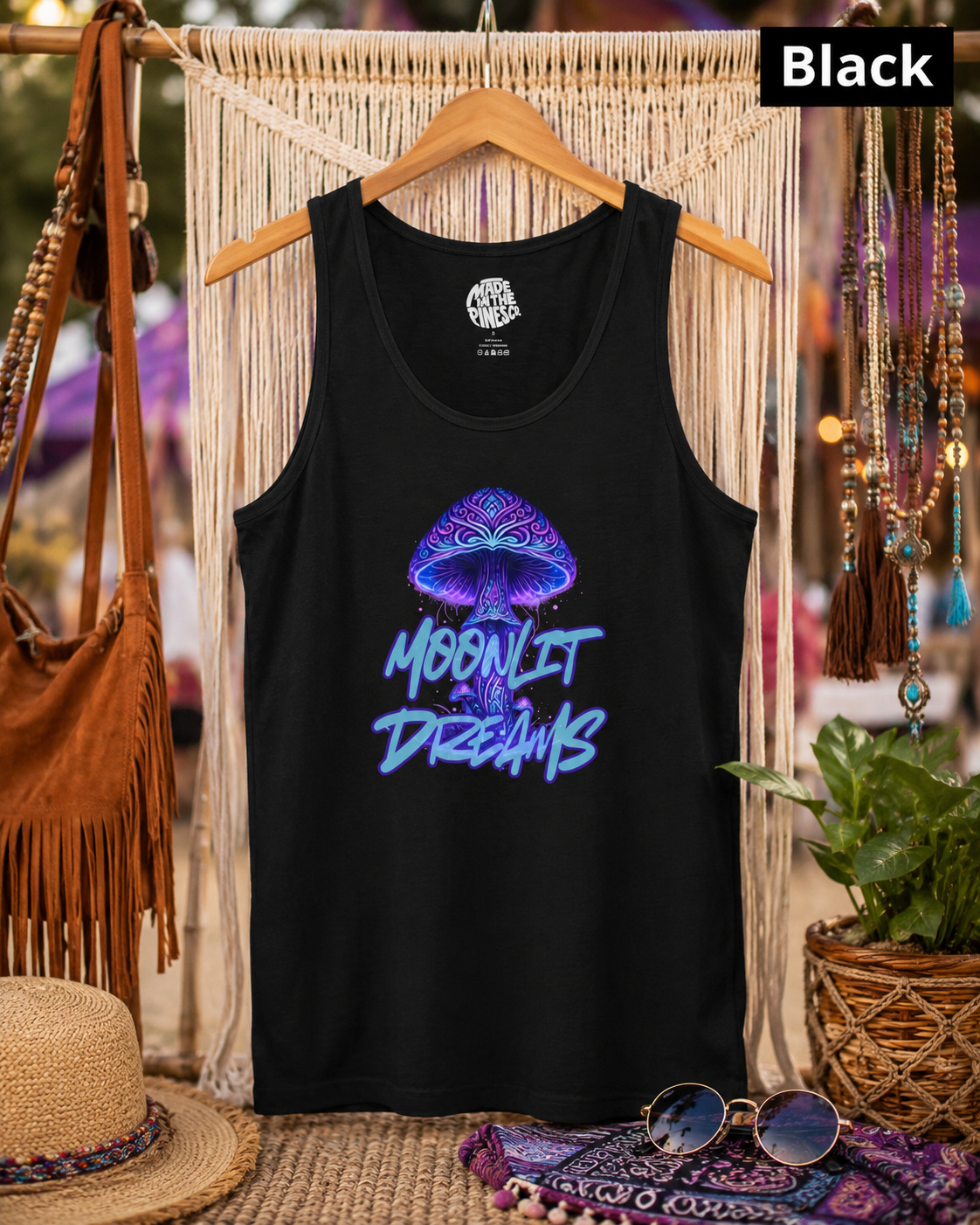 Psychedelic Mushroom Tank — "Moonlit Dreams" Graphic Tank Top