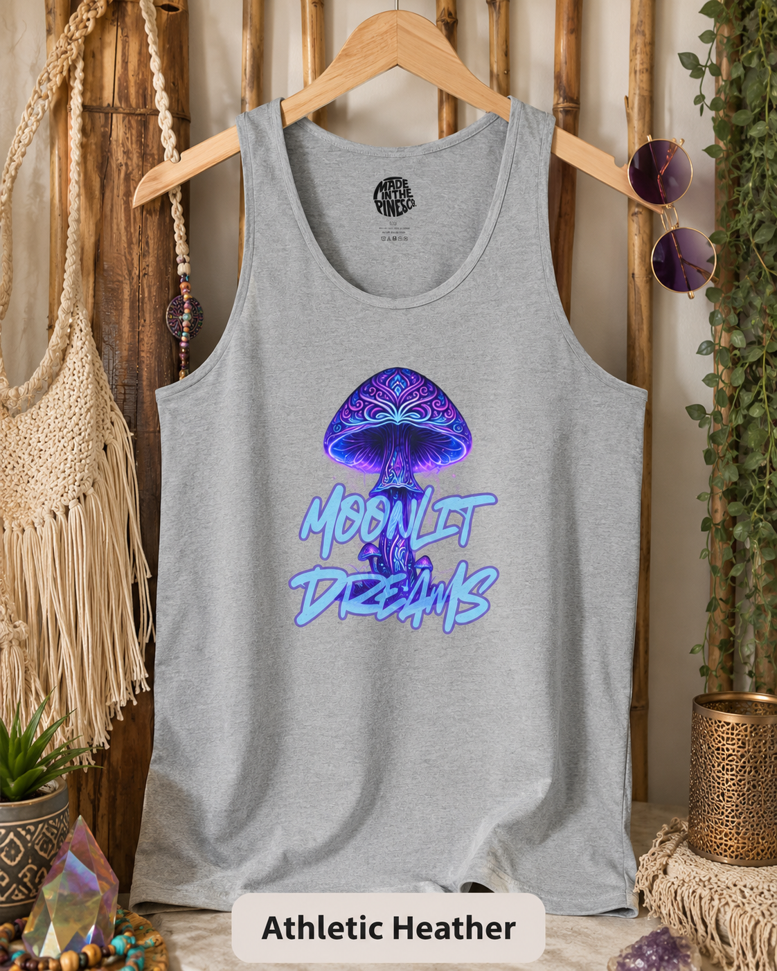 Psychedelic Mushroom Tank — "Moonlit Dreams" Graphic Tank Top