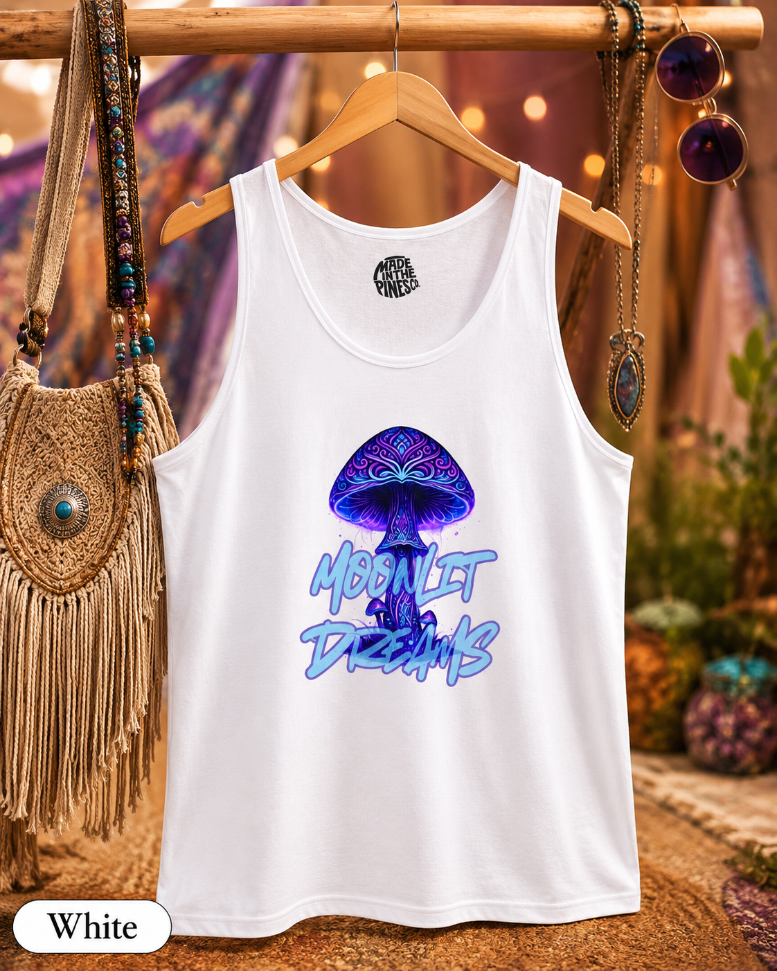 Psychedelic Mushroom Tank — "Moonlit Dreams" Graphic Tank Top