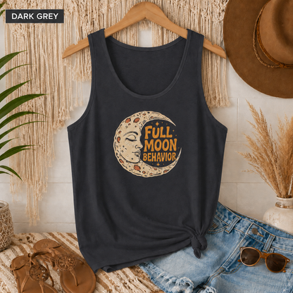 Full Moon Behavior Tank Top — Moon Phase Graphic