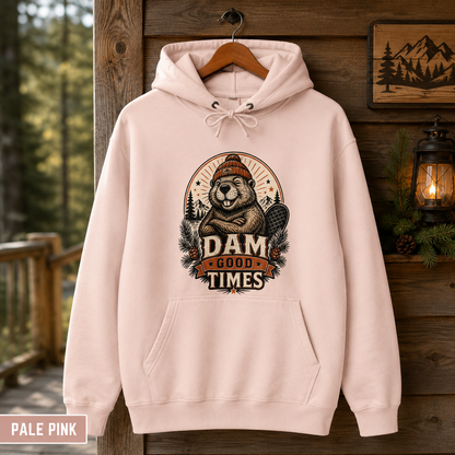 Dam Good Times Hoodie — Retro Beaver Graphic Fleece Sweatshirt