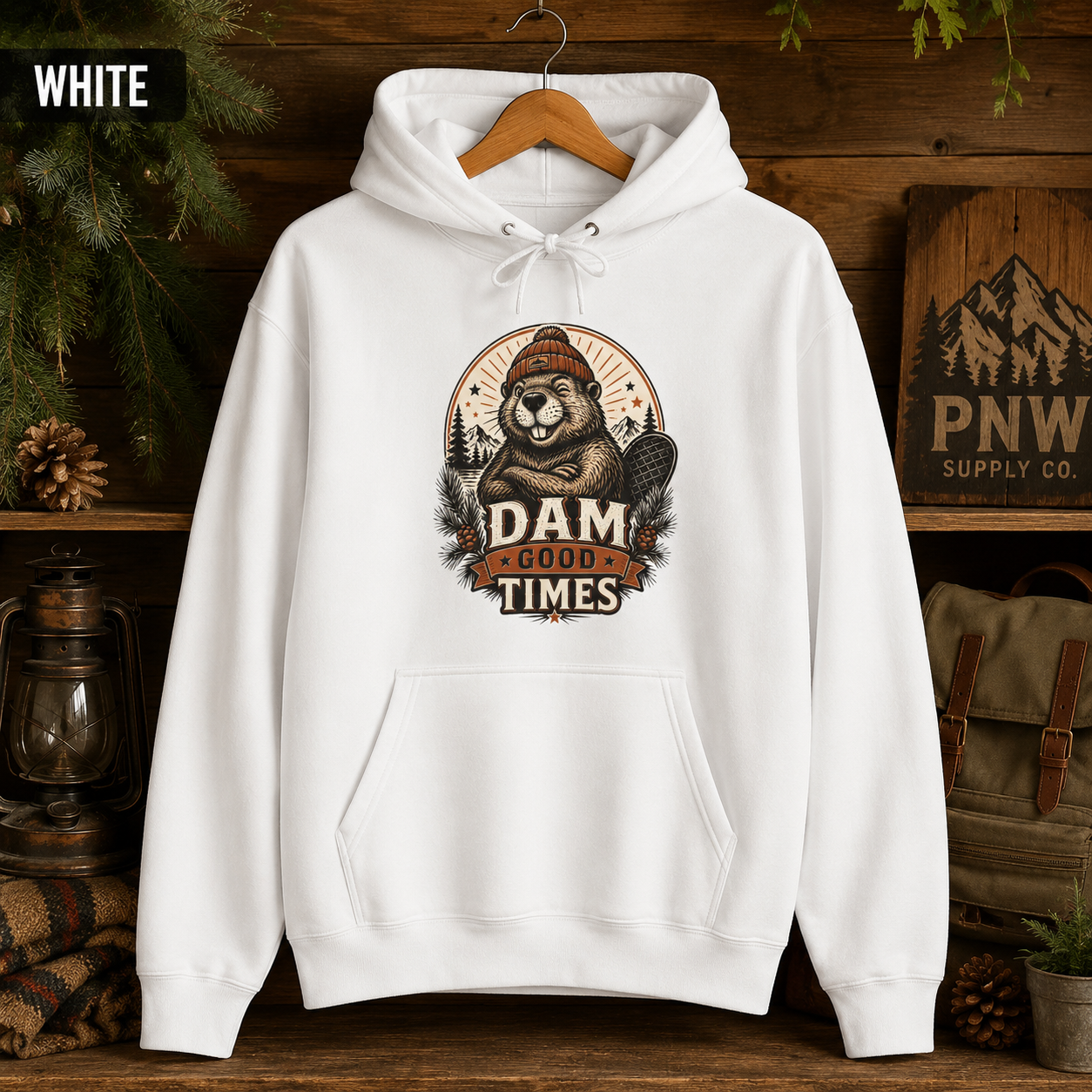 Dam Good Times Hoodie — Retro Beaver Graphic Fleece Sweatshirt