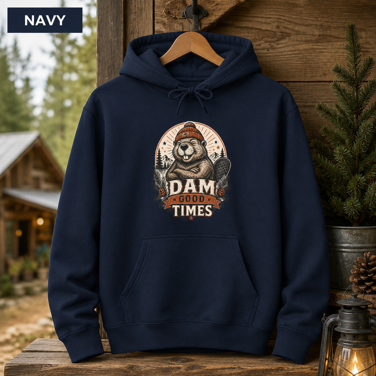 Dam Good Times Hoodie — Retro Beaver Graphic Fleece Sweatshirt