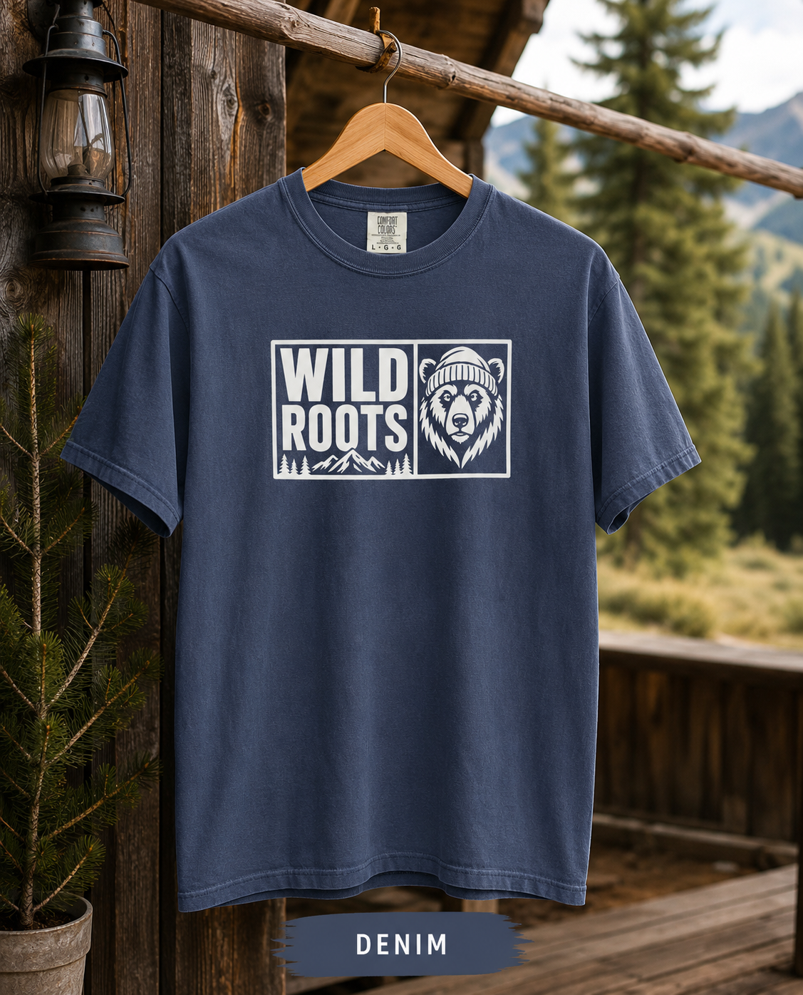 Wild Roots Bear Logo T-Shirt | Mountain Nature Outdoors, Comfort Colors