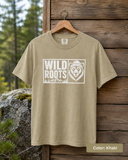 Wild Roots Bear Logo T-Shirt | Mountain Nature Outdoors, Comfort Colors