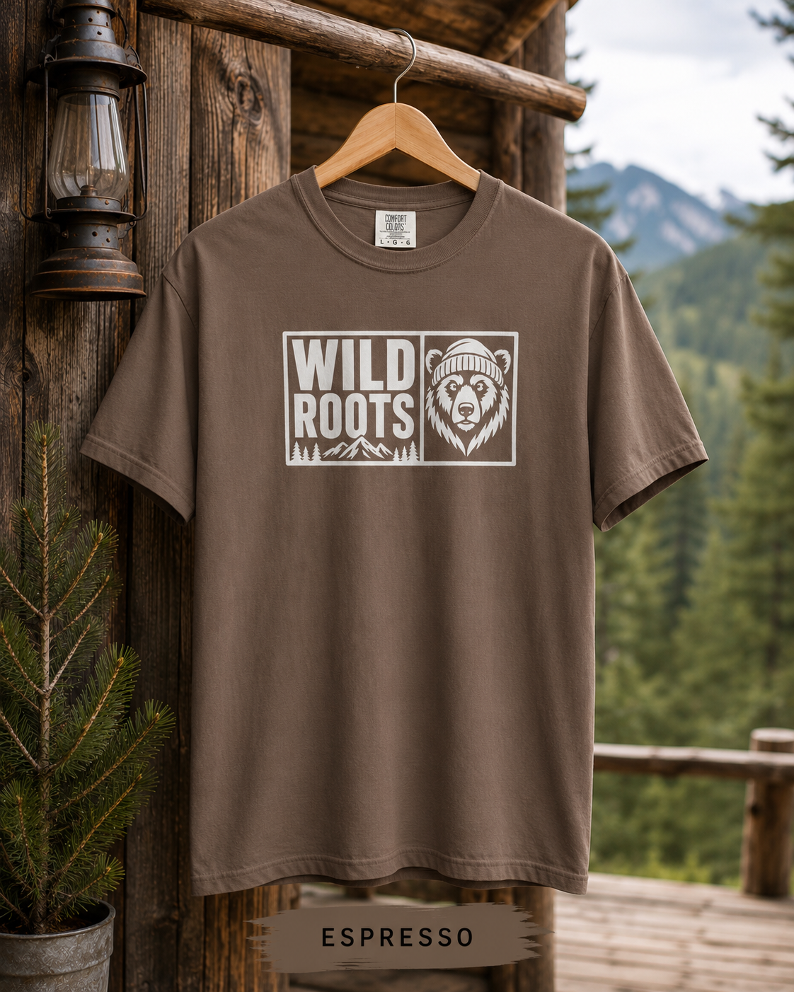 Wild Roots Bear Logo T-Shirt | Mountain Nature Outdoors, Comfort Colors