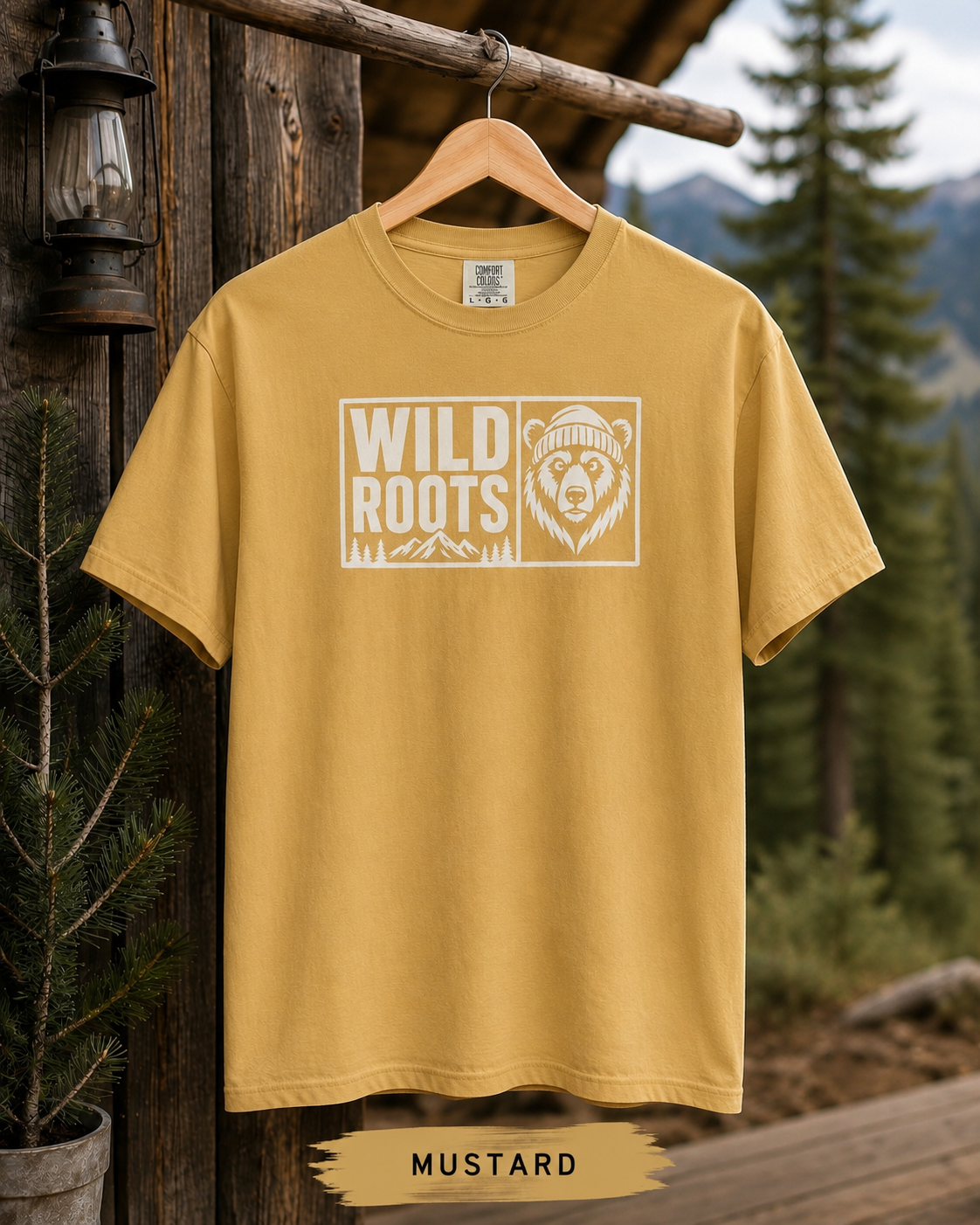 Wild Roots Bear Logo T-Shirt | Mountain Nature Outdoors, Comfort Colors