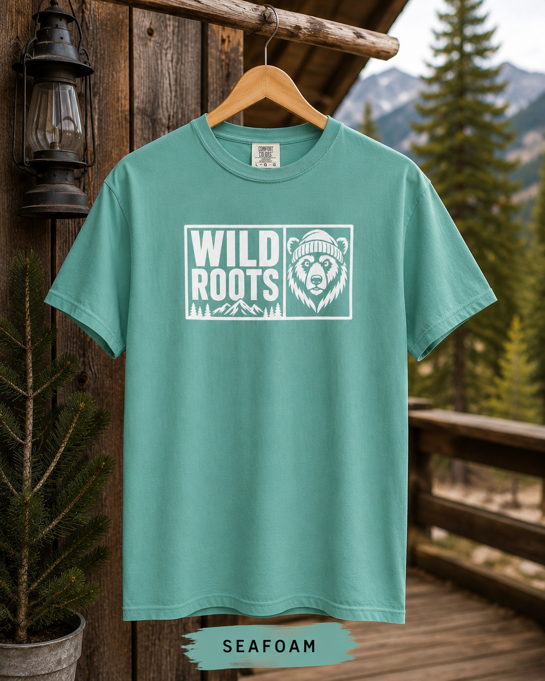 Wild Roots Bear Logo T-Shirt | Mountain Nature Outdoors, Comfort Colors