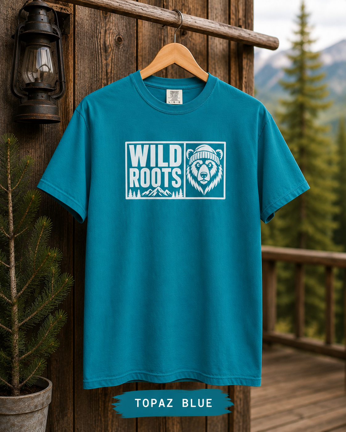 Wild Roots Bear Logo T-Shirt | Mountain Nature Outdoors, Comfort Colors