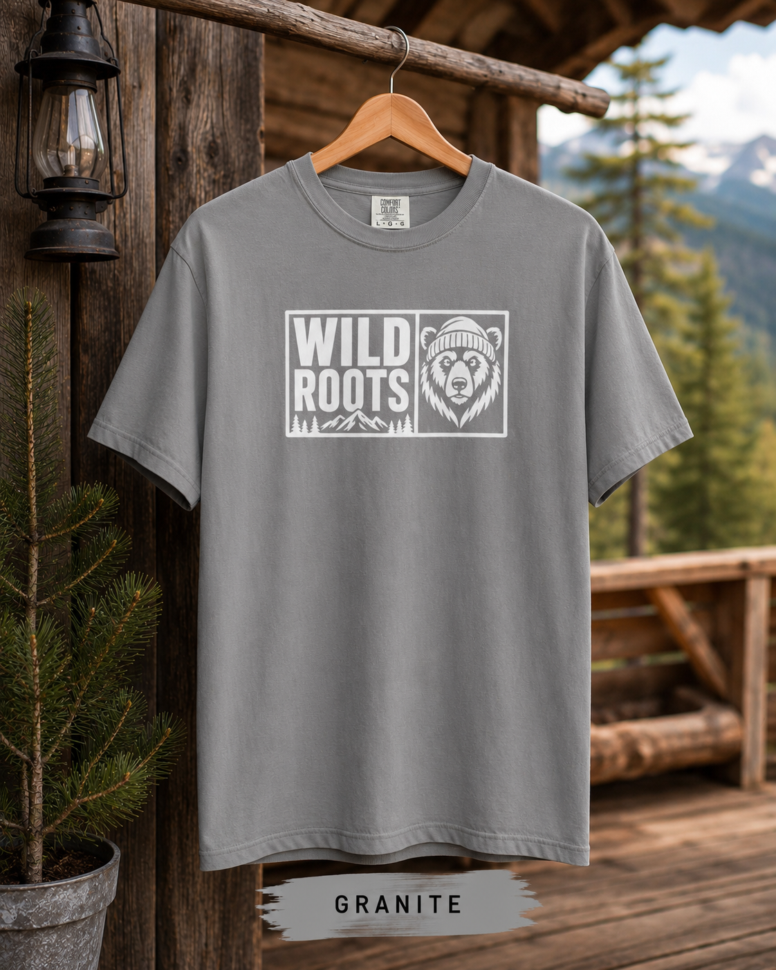 Wild Roots Bear Logo T-Shirt | Mountain Nature Outdoors, Comfort Colors