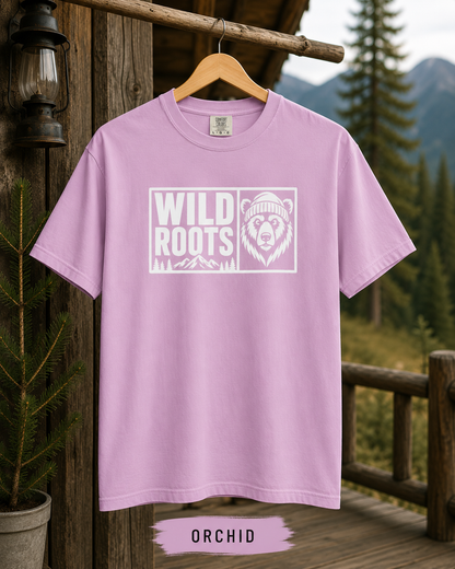 Wild Roots Bear Logo T-Shirt | Mountain Nature Outdoors, Comfort Colors