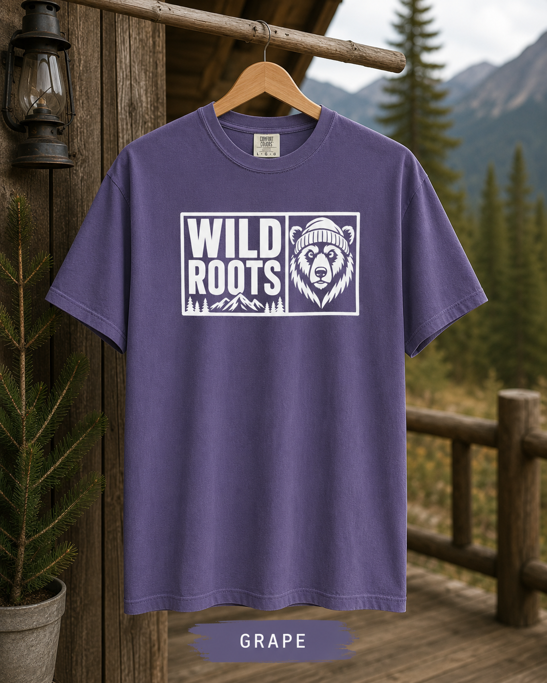 Wild Roots Bear Logo T-Shirt | Mountain Nature Outdoors, Comfort Colors