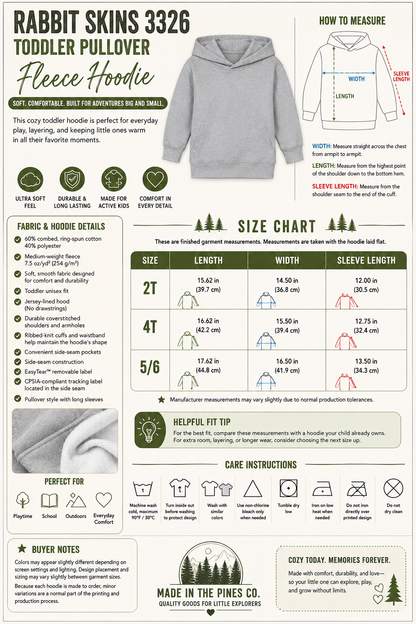Wild Roots Bear Toddler Hoodie — Kids Pullover Fleece Hooded Sweatshirt