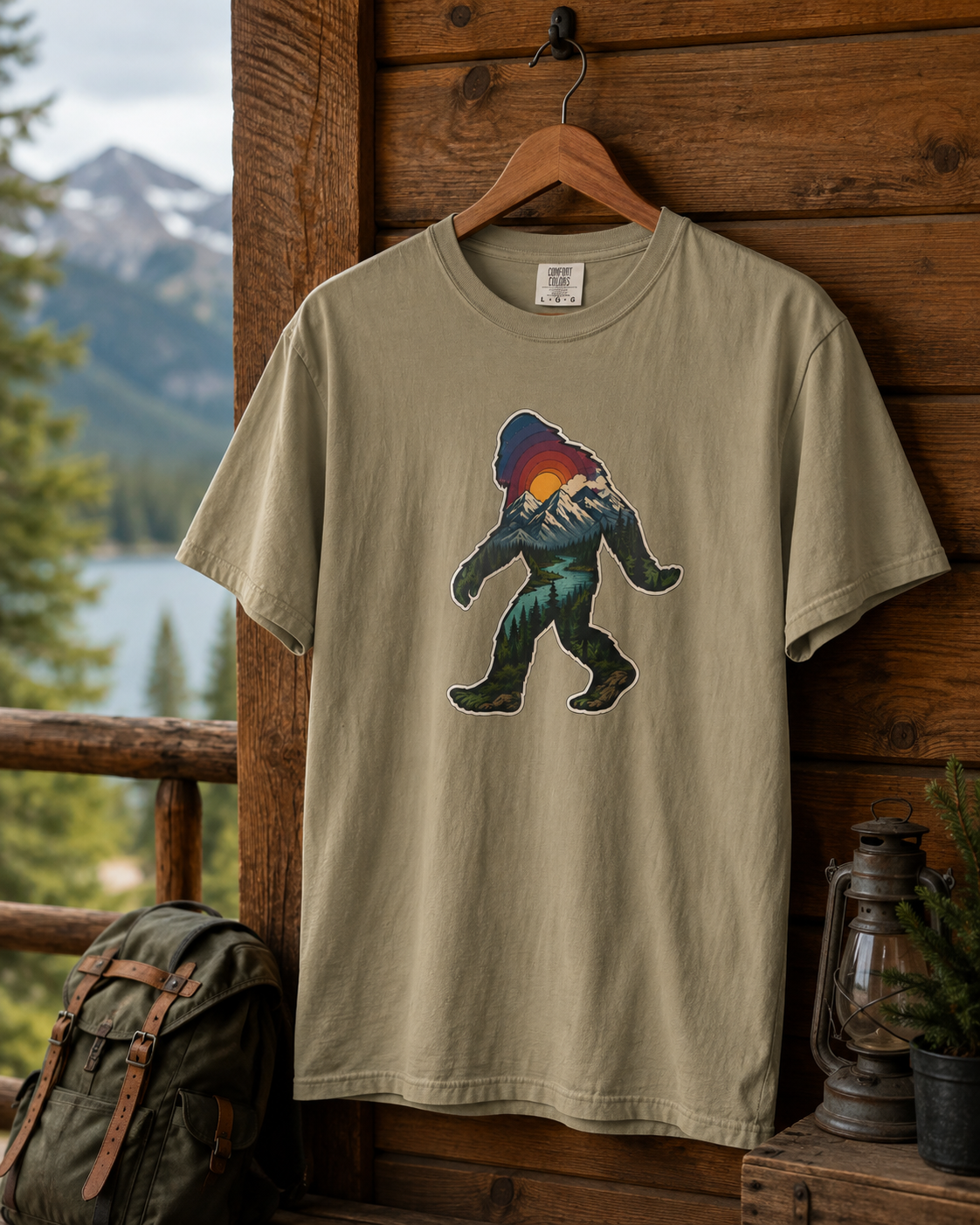 Bigfoot Sunset T-Shirt — Retro Sasquatch Mountain Graphic Tee