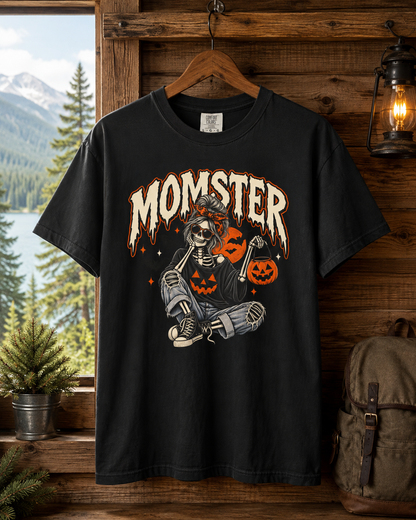 Momster Skeleton with Jack-o'-Lanterns T-Shirt | Halloween Monster Tee