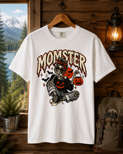 Momster Skeleton with Jack-o'-Lanterns T-Shirt | Halloween Monster Tee