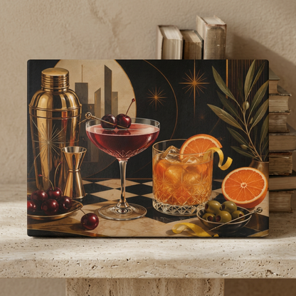 Cocktail Glass Cutting Board — Vintage Bar Art Glass Chopping Board