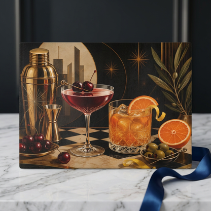 Cocktail Glass Cutting Board — Vintage Bar Art Glass Chopping Board