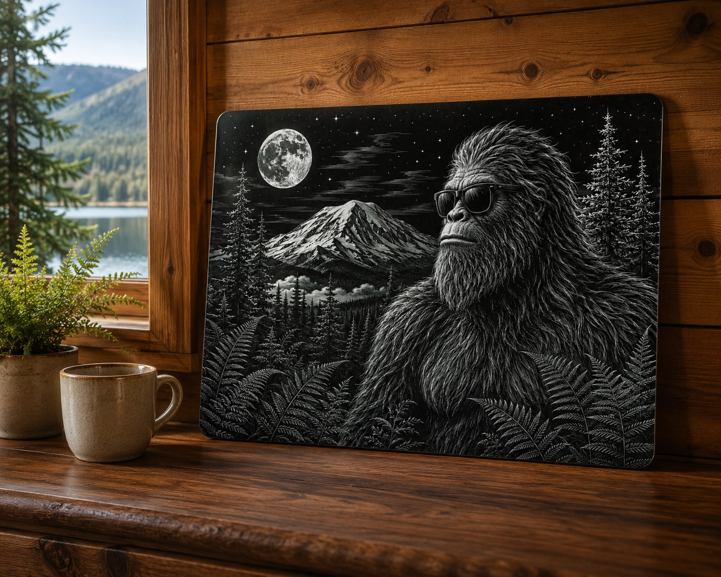 Glass Cutting Board — Sasquatch Forest Moon Design
