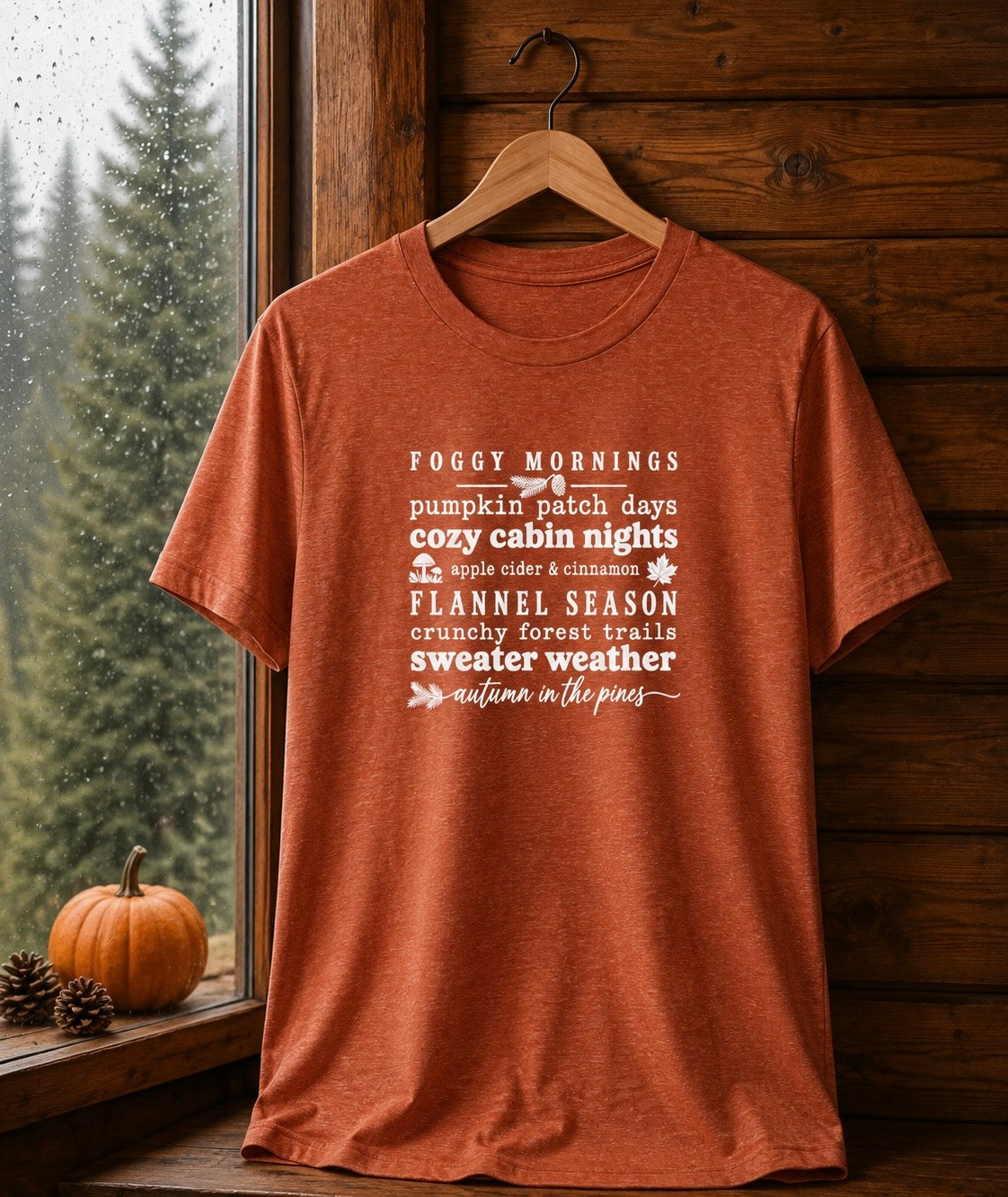 Fall Vibes Tee — "Foggy Mornings, Pumpkin Patch Days" Autumn Graphic Shirt