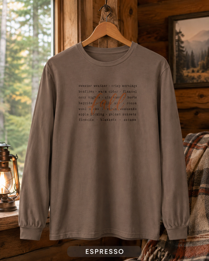 Fall Words Long Sleeve Tee